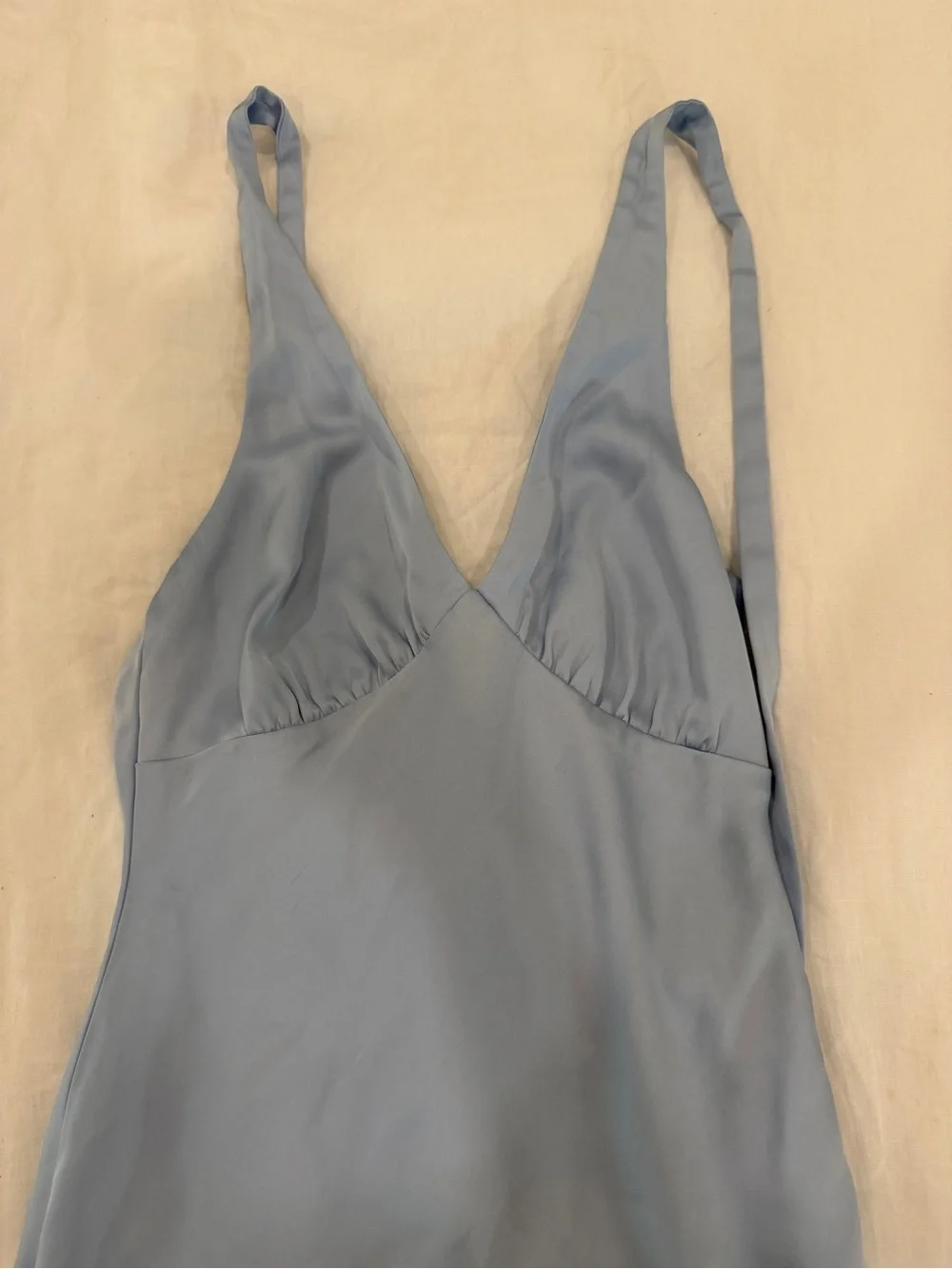 Abercrombie & Fitch Julia Slip Halter Maxi Dress - Light Blue Satin
